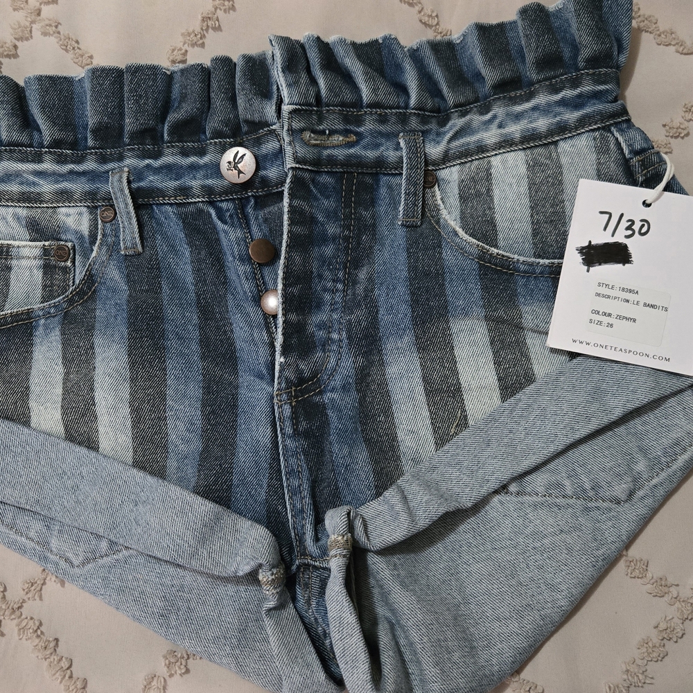 One Teaspoon Denim Striped Women's Shorts